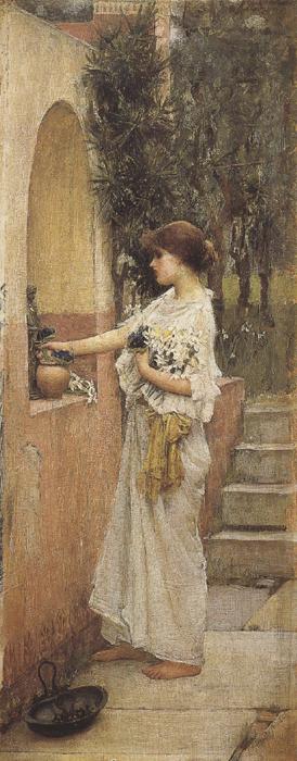 johnwilliam waterhouse,R.A. A Roman Offering (mk37) oil painting image